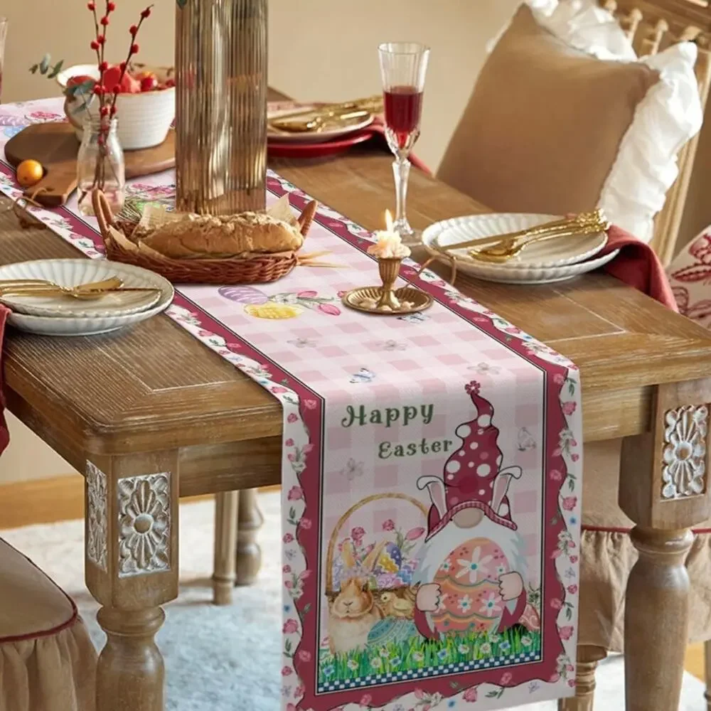 Easter Table Runner-Burlap Linen-Heat Resistant 13x72Inch